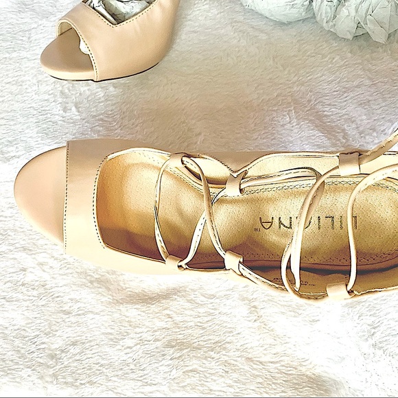 Liliana Gladiator Pump Asuka-12 Open Toe Nude New - Picture 5 of 10